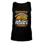 Retired 2022 Profession Is Pharmacist Passion Is Fishing Graphic Funny Retirement Unisex Tank Top
