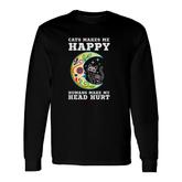 Cat Moon Sugar Skull Dia De Los Muertos Day Of The Dead Long Sleeve T-Shirt