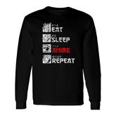 Eat Sleep Anime Repeat Manga Japan Kanji Weeb Vintage Anime Long Sleeve T-Shirt