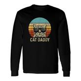 Vintage Cat Daddy Circle Cat Lover Cat Dad Fathers Long Sleeve T-Shirt