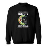 Cat  Moon Sugar Skull Dia De Los Muertos Day Of The Dead Sweatshirt