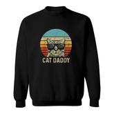 Mens Vintage Cat Daddy Circle Funny Cat Lover Gift Cat Dad Fathers Sweatshirt