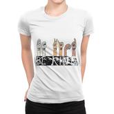 Be Kind Sign Language Inspirational Graphic Letter Print Women T-shirt