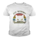 Cat Mommy  Vintage Retro Black Cats Mom Mothers Day Youth T-shirt