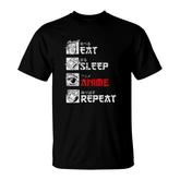 Eat Sleep Anime Repeat Manga Japan Kanji Weeb Vintage Anime T-shirt