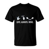 Love Always Wins Asl  Deaf Awareness Sign Language T-Shirt