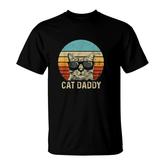 Vintage Cat Daddy Circle Cat Lover Cat Dad Fathers T-shirt