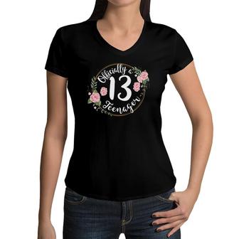 13Th Birthday Official Teenager Teen Girl 13 Year Old Women V-Neck T-Shirt | Mazezy