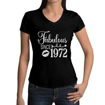 50Th Birthday Gift Fabulous Since 1972 Fun Women V-Neck T-Shirt - Seseable