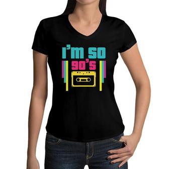 90S 90'S Nineties Party Men Women Kids Women V-Neck T-Shirt | Mazezy