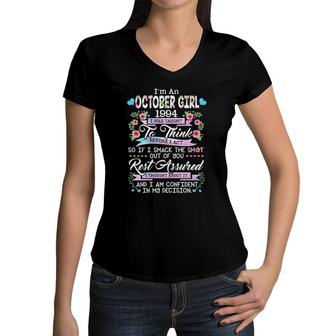 Awesome Since 1994 28Th Birthday I'm An October Girl 1994 Ver2 Women V-Neck T-Shirt | Mazezy