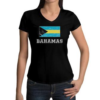 Bahamas Flag Vintage I Men Women Kids Women V-Neck T-Shirt | Mazezy