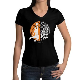 Basketball S Men Boys Youth Girls Women Gifts Christian Women V-Neck T-Shirt | Mazezy