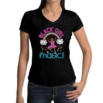 Black Girl Magic African American Women V-Neck T-Shirt | Mazezy