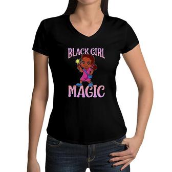 Black Girl Magic Melanin Pride Women V-Neck T-Shirt | Mazezy