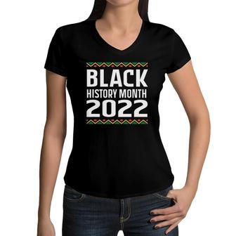 Black History Month 2022 Pride Afro Men Women Kids Women V-Neck T-Shirt | Mazezy