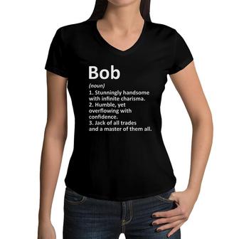 BOB Definition Personalized Name Funny Birthday Gift Idea Women V-Neck T-Shirt - Seseable