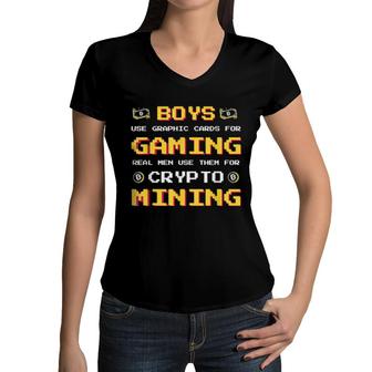 Boys Gaming Mining Video Game Player Gaming Gamer Women V-Neck T-Shirt | Mazezy