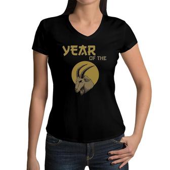 Chinese Zodiac Gift Year Of Goat Men Women Kids Boys Girls Women V-Neck T-Shirt | Mazezy