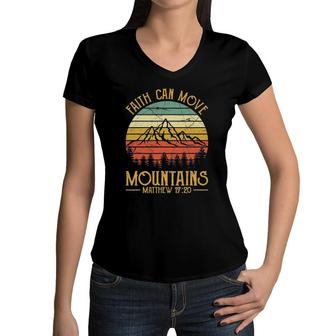 Faith Can Move Mountainsmens Womens Kids Christian Women V-Neck T-Shirt | Mazezy