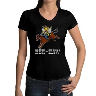 Funny Bee Kids Cowboy Gifts Boys Girls Horse Rodeo Women V-Neck T-Shirt | Mazezy