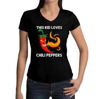 Funny Chili Pepper For Kids Boys Red Spicy Flaming Jalapeno Women V-Neck T-Shirt | Mazezy