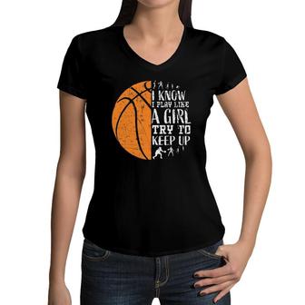 Funny Girls Basketball S Sayings Gifts Kids Teen Girl Women V-Neck T-Shirt | Mazezy
