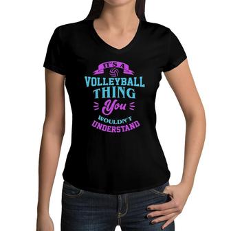 Funny Girls Volleyball Saying Great Gift For Teens Women V-Neck T-Shirt | Mazezy