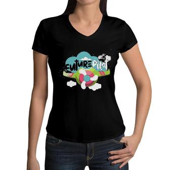 Future Pilot Gift For Kid Women V-Neck T-Shirt | Mazezy
