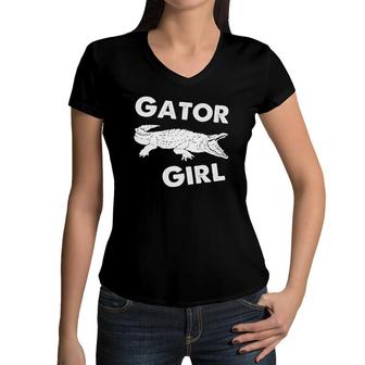 Gator Girl Alligator Crocodile Swamp Reptile Love Tee Women V-Neck T-Shirt | Mazezy