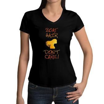 Girl Boat Hair Dont Care Women V-Neck T-Shirt | Mazezy