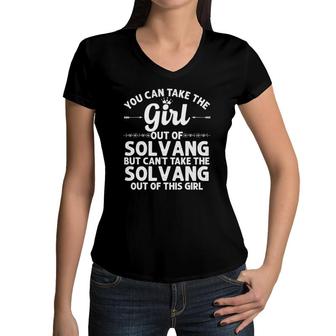 Girl Out Of Solvang Ca California Gift Funny Home Roots Usa Women V-Neck T-Shirt | Mazezy