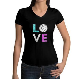 Girls Love Volleyball Women V-Neck T-Shirt | Mazezy