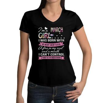I Am A March Girl Women V-Neck T-Shirt | Mazezy