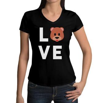 I Love Bears Cute Funny Bear Lover Gift For Kids Women V-Neck T-Shirt | Mazezy