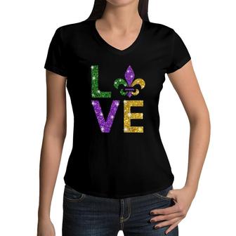 I Love Mardi Gras Mardi Gras For Girls Kids Women V-Neck T-Shirt | Mazezy
