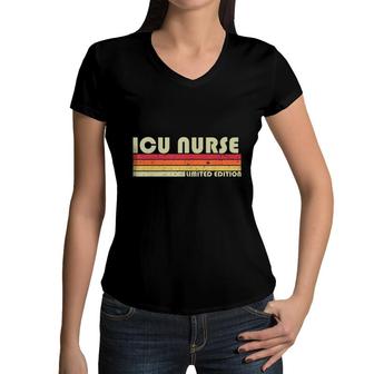 Icu Nurse Funny Job Title Profession Birthday Worker Idea Women V-Neck T-Shirt - Seseable