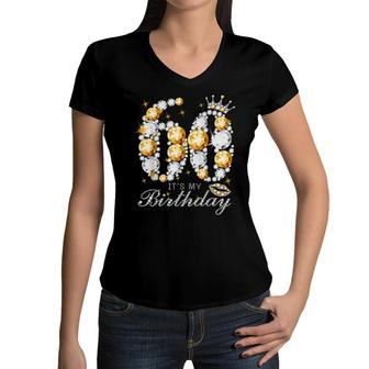 It's My 60Th Birthday Queen 60 Years Old Shoes Crown Diamond Women V-Neck T-Shirt - Seseable