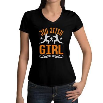 Jiu Jitsu Girl Women V-Neck T-Shirt | Mazezy
