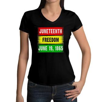 Juneteenth Freedom 1865 Black Men Women Kids Boys Girls Women V-Neck T-Shirt | Mazezy