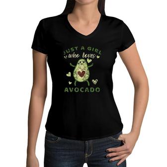 Just A Girl Who Loves Avocado Women V-Neck T-Shirt | Mazezy