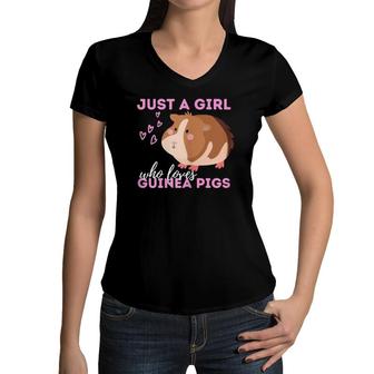 Just A Girl Who Loves Guinea Pigs - Cavy Guinea Pig Owner Women V-Neck T-Shirt | Mazezy