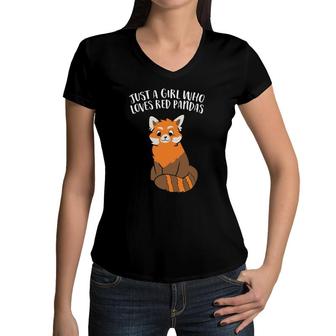 Just A Girl Who Loves Red Pandas Women V-Neck T-Shirt | Mazezy