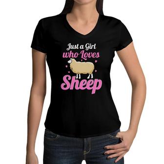 Just A Girl Who Loves Sheep Women V-Neck T-Shirt | Mazezy