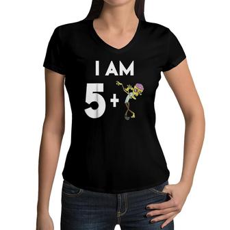 Kids 6 Years Old Zombie Gift 6Th Birthday Women V-Neck T-Shirt | Mazezy