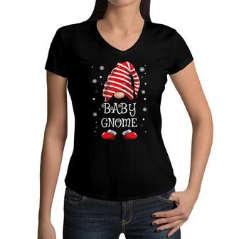 Kids Baby Gnome Matching Family Funny Christmas Gnome Kids Pjs Women V-Neck T-Shirt | Mazezy