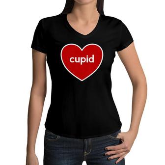 Kids Valentine's Day Gift For Kids Boys Girls Heart Cupid Love Women V-Neck T-Shirt | Mazezy
