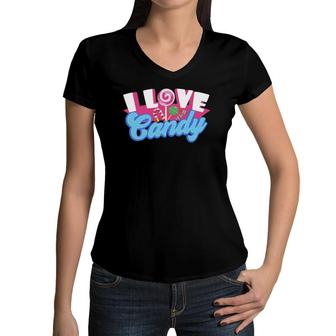 Love Candy Design For Candy Loving Boys And Girls Women V-Neck T-Shirt | Mazezy