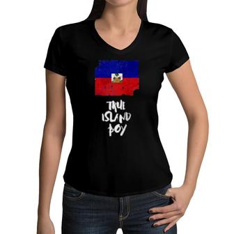 Mens Island Boy Haiti True Women V-Neck T-Shirt | Mazezy