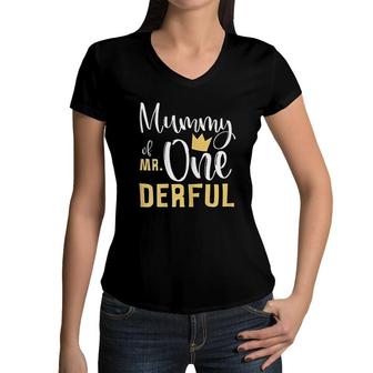 Mummy Of Mr One Derful Mummy 30th Birthday Mothers Day Women V-Neck T-Shirt - Seseable